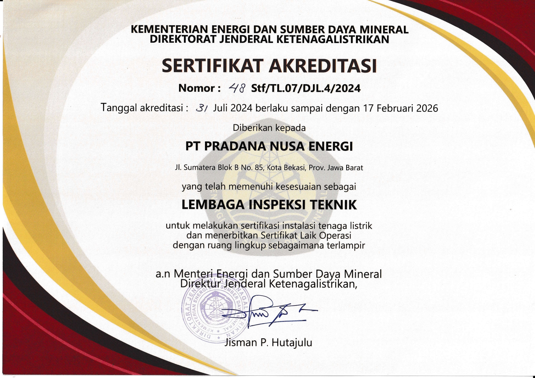 Sertifikat akreditasi